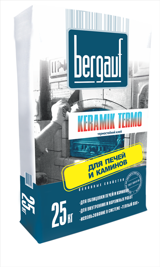 Клей для печей и каминов Bergauf Keramik Termo, 25 кг