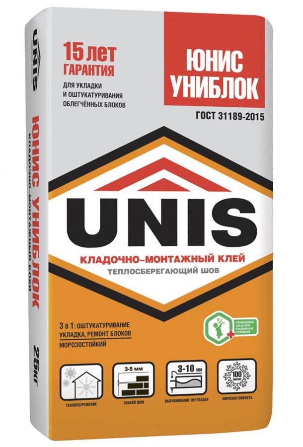 ЮНИС Униблок (Кладочно-монтажный клей), 25 кг
